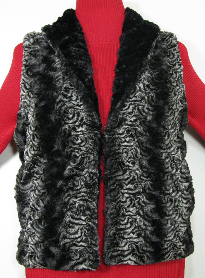 Reversible Vest in Smoky Essence/Cuddly Black Faux Fur